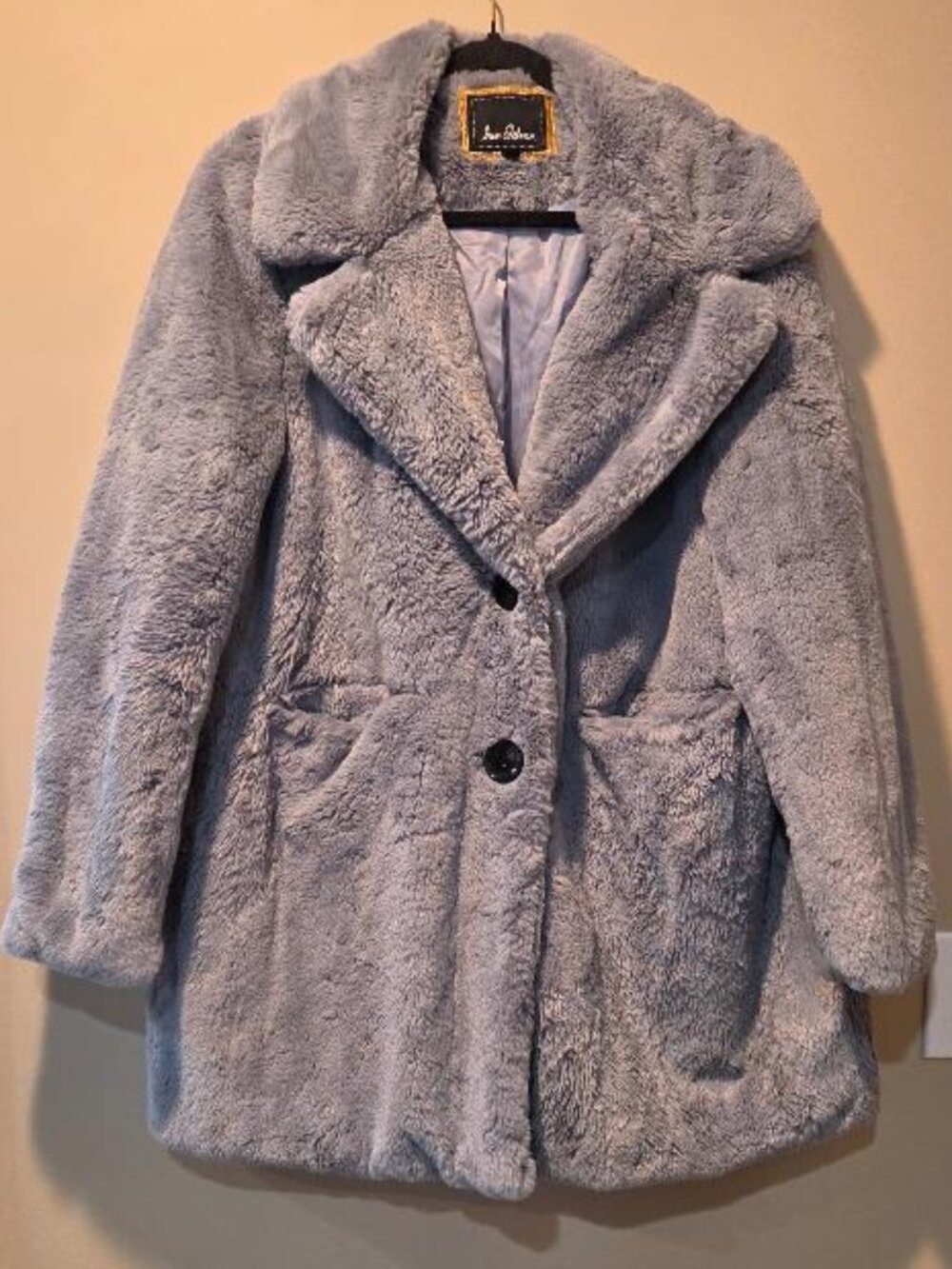 Sam Edelman Faux Fur Notch Collar Teddy Coat